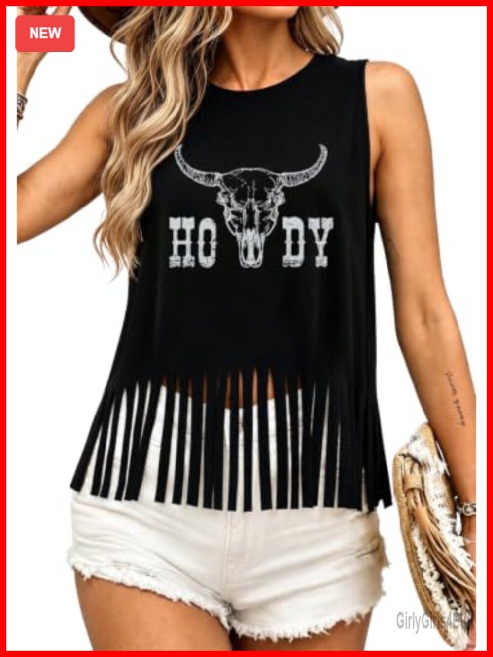 Women's Western Cowgirl Fringe Tank Top Sleeveless Country Concert Tee